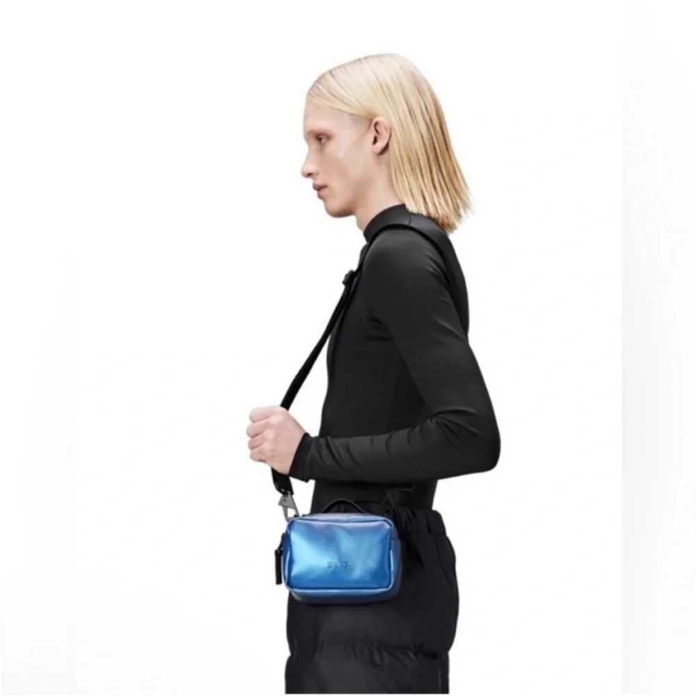 RAINS micro box Blue laser Crossbody Bag